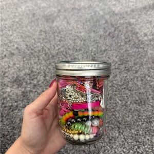 Colorful Beaded Bracelet Jar